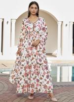 Georgette White  Festival Wear Flower Printed Readymade Kurti Set